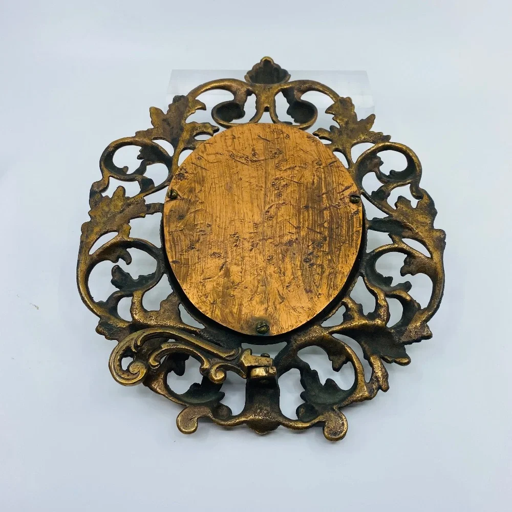 Antique Bronze Ornate Free Standing Beveled Mirror.